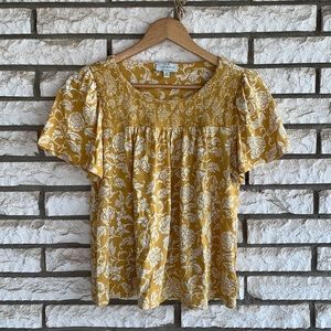 Smocked Lucky Brand short sleeve blouse